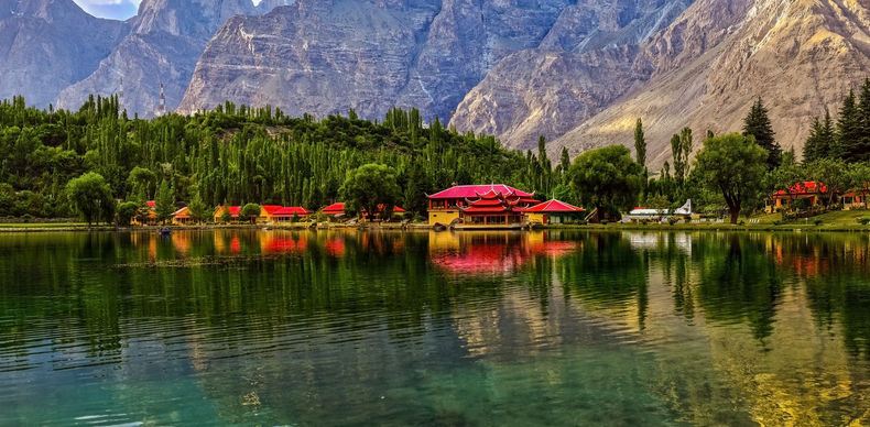 Reflection of Karakoram Mountains in lake