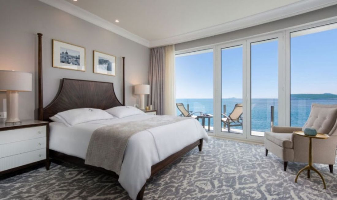 Royal Blue Hotel Room