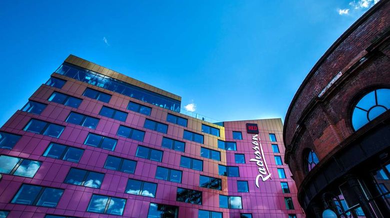 Radisson Red Hotel Glasgow Exterior. Images powered by <a href="https://iceportal.shijigroup.com" target="_blank" rel="noopener">Ice Portal</a>.
