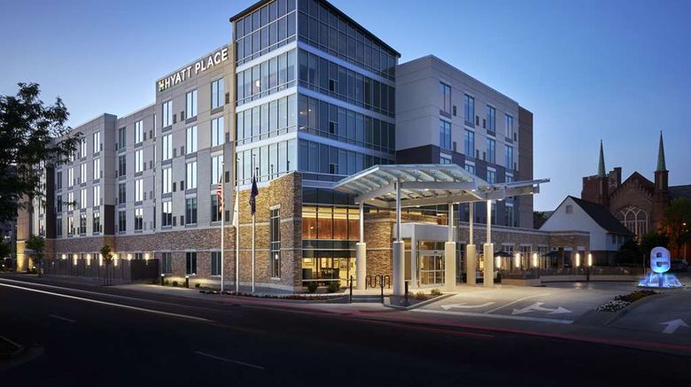 <b>Hyatt Place Evansville Exterior</b>. Images powered by <a href="https://iceportal.shijigroup.com/" title="IcePortal" target="_blank">IcePortal</a>.