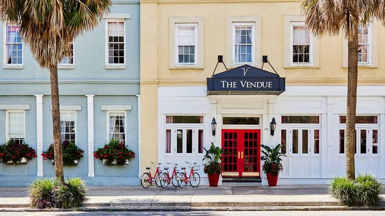 The Vendue Exterior. Images powered by <a href=https://www.travelweekly.com/Hotels/Charleston/