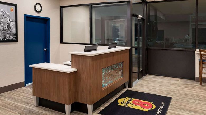 <b>Super 8 Liverpool/ Syracuse Area Lobby</b>. Images powered by <a href="https://iceportal.shijigroup.com/" title="IcePortal" target="_blank">IcePortal</a>.
