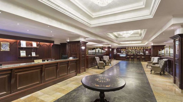 <b>Ramada Hotel & Suites Bucharest North Lobby</b>. Images powered by <a href="https://iceportal.shijigroup.com/" title="IcePortal" target="_blank">IcePortal</a>.