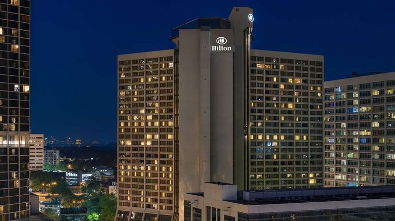 Hilton Atlanta Exterior. Images powered by <a href="https://iceportal.shijigroup.com" target="_blank" rel="noopener">Ice Portal</a>.
