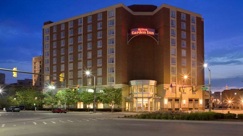 Hilton Garden Inn Detroit Downtown Exterior. Images powered by <a href="https://iceportal.shijigroup.com" target="_blank" rel="noopener">Ice Portal</a>.