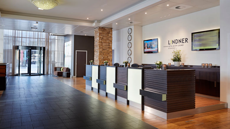 <b>Lindner Hotel and City Lounge Lobby</b>. Images powered by <a href="https://leonardo.com/" title="Leonardo Worldwide" target="_blank">Leonardo</a>.