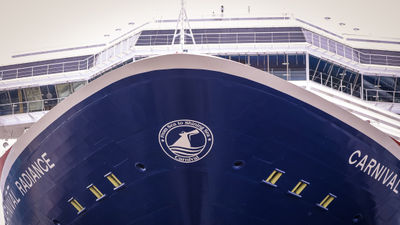 Carnival Radiance now sports a new bow crest reading “From Sea to Shining Sea.”