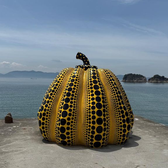 Yayoi Kusama’s “Pumpkin” is one of Naoshima’s most recognizable art installations.