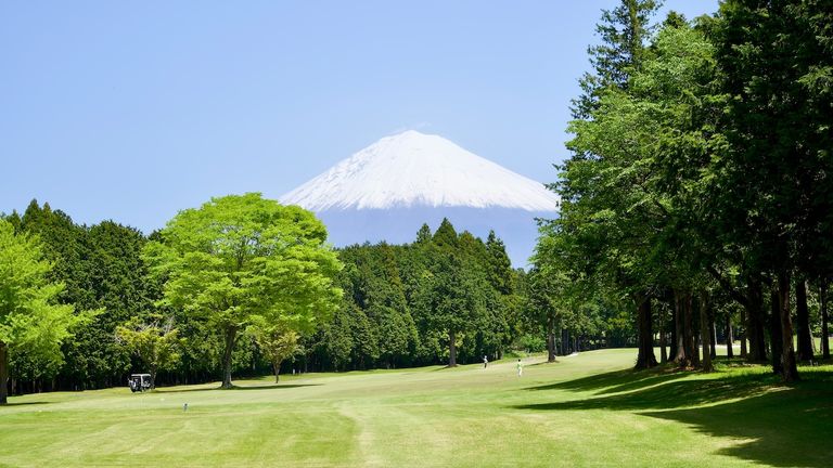 A fairway with a view of Mt. Fuji