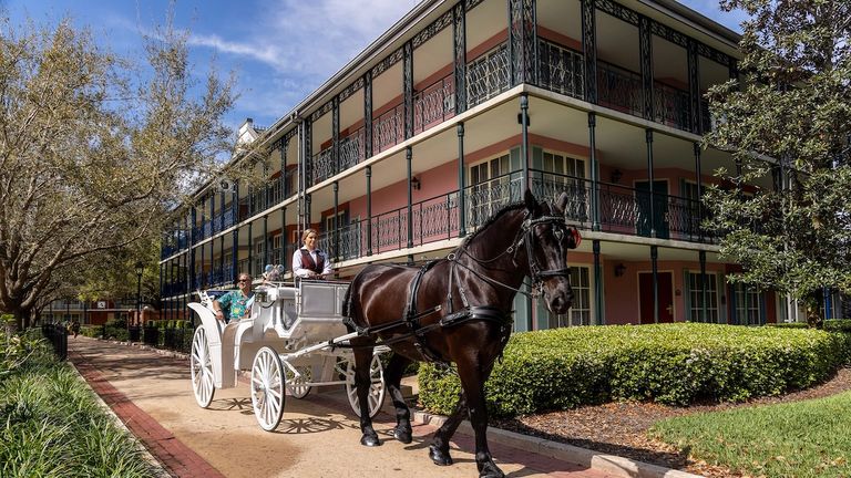 Clients can enjoy horse-drawn carriage rides at Port Orleans – Riverside.