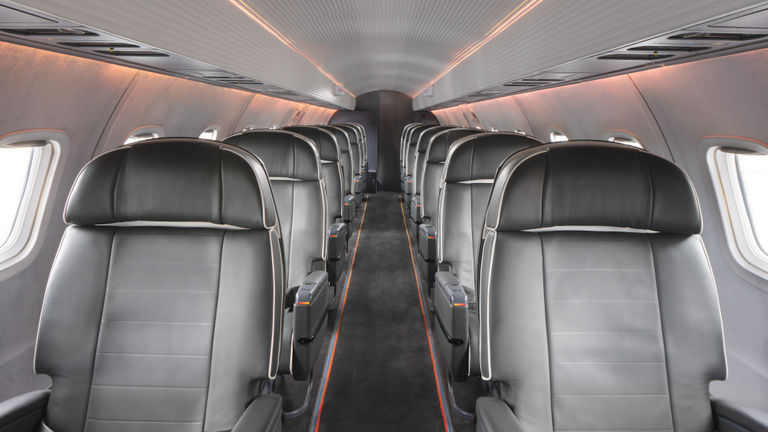 Plane interiors are spacious and comfortable.