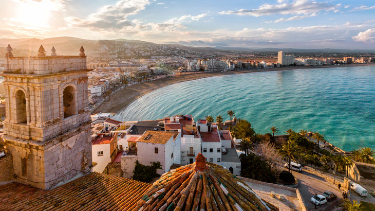 View on Peniscola  from the top of Pope Luna's  Castle , Valencia, Spain