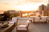 outdoor deck looking out at the water at the 1 Hotel Austin