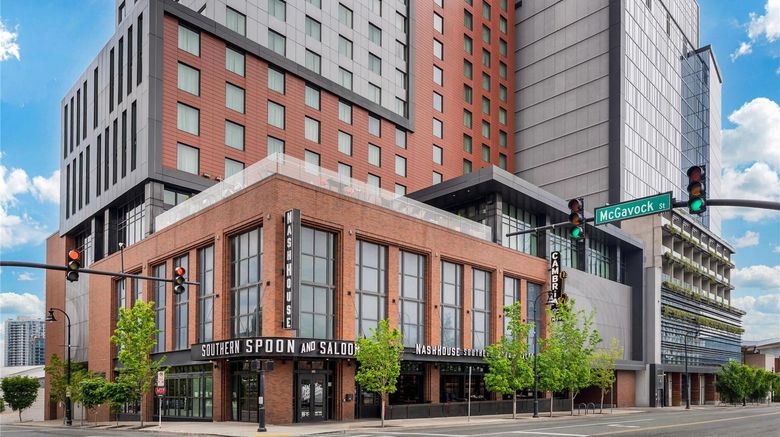 Cambria Hotel Nashville Downtown Exterior. Images powered by <a href="https://iceportal.shijigroup.com" target="_blank" rel="noopener">Ice Portal</a>.