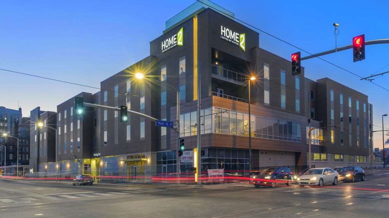 <b>Home2 Suites Kansas City Downtown Exterior</b>. Images powered by <a href="https://iceportal.shijigroup.com/" title="IcePortal" target="_blank">IcePortal</a>.