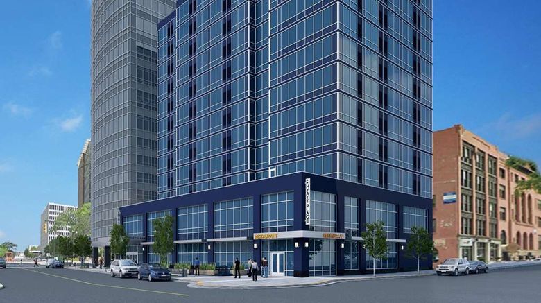 <b>Hyatt Place Grand Rapids Downtown Exterior</b>. Images powered by <a href="https://iceportal.shijigroup.com/" title="IcePortal" target="_blank">IcePortal</a>.