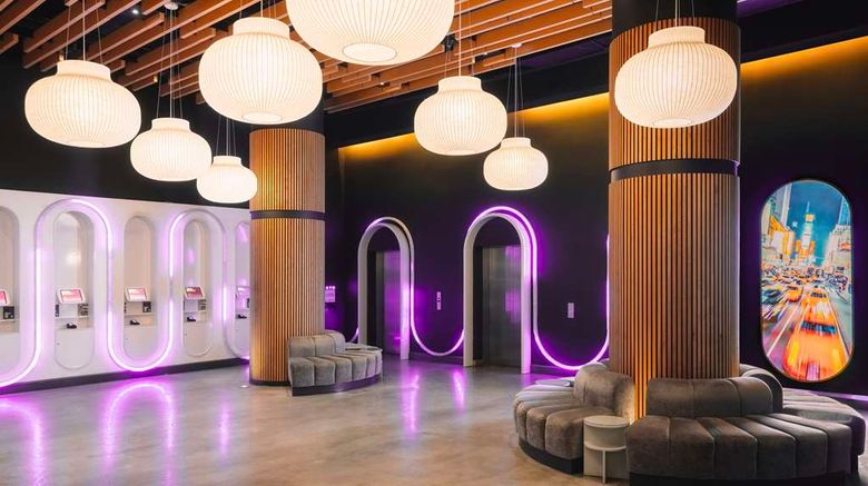 <b>YOTEL New York City Lobby</b>. Images powered by <a href="https://iceportal.shijigroup.com/" title="IcePortal" target="_blank">IcePortal</a>.