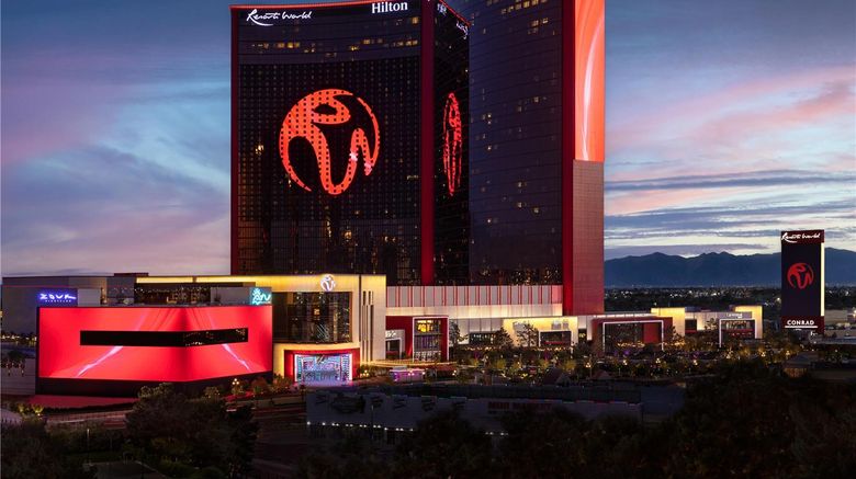 <b>Las Vegas Hilton at Resorts World Exterior</b>. Images powered by <a href="https://iceportal.shijigroup.com/" title="IcePortal" target="_blank">IcePortal</a>.