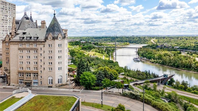 <b>The Fairmont Hotel Macdonald Exterior</b>. Images powered by <a href="https://iceportal.shijigroup.com/" title="IcePortal" target="_blank">IcePortal</a>.