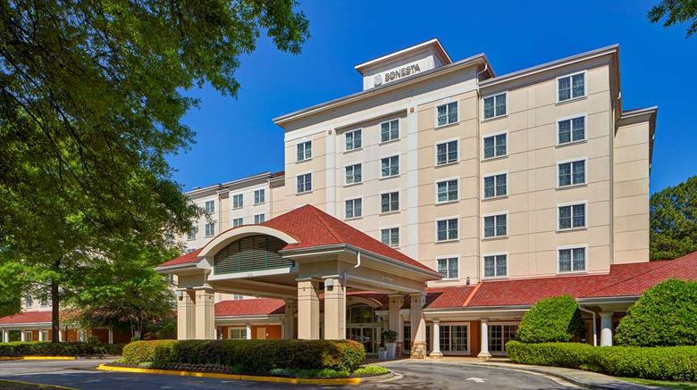 Sonesta Atlanta Airport South Exterior. Images powered by <a href="https://iceportal.shijigroup.com" target="_blank" rel="noopener">Ice Portal</a>.
