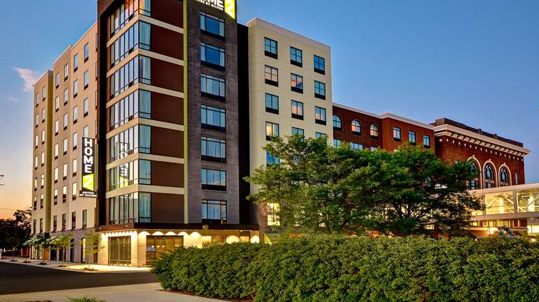 Home2 Stes by Hilton Kalamazoo Downtown Exterior. Images powered by <a href="https://iceportal.shijigroup.com" target="_blank" rel="noopener">Ice Portal</a>.