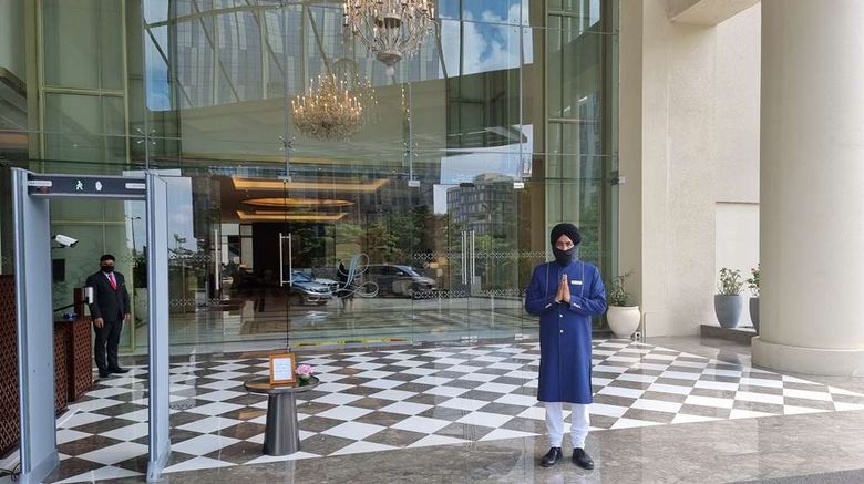 <b>The Leela Bhartiyar City Bengaluru Exterior</b>. Images powered by <a href="https://iceportal.shijigroup.com/" title="IcePortal" target="_blank">IcePortal</a>.
