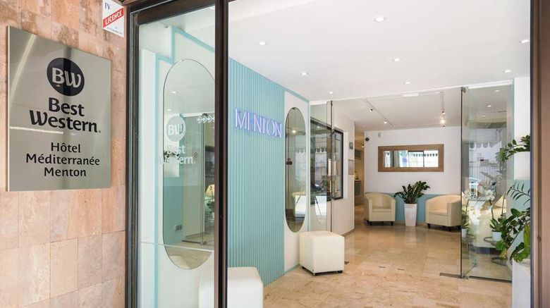 <b>Best Western Hotel Mediterranee Menton Lobby</b>. Images powered by <a href="https://iceportal.shijigroup.com/" title="IcePortal" target="_blank">IcePortal</a>.