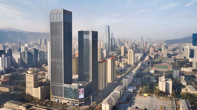 Hilton Lanzhou City Center Exterior. Images powered by <a href="https://iceportal.shijigroup.com" target="_blank" rel="noopener">Ice Portal</a>.