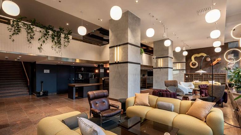 <b>Scandic Helsinki Hub Lobby</b>. Images powered by <a href="https://iceportal.shijigroup.com/" title="IcePortal" target="_blank">IcePortal</a>.