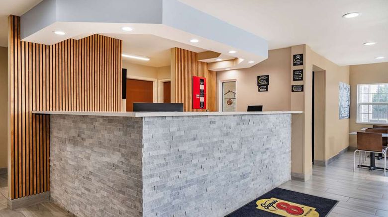 <b>Super 8 by Wyndham Joliet Lobby</b>. Images powered by <a href="https://iceportal.shijigroup.com/" title="IcePortal" target="_blank">IcePortal</a>.