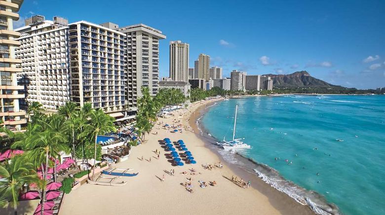 Outrigger Waikiki Beach Resort Exterior. Images powered by <a href="https://iceportal.shijigroup.com" target="_blank" rel="noopener">Ice Portal</a>.