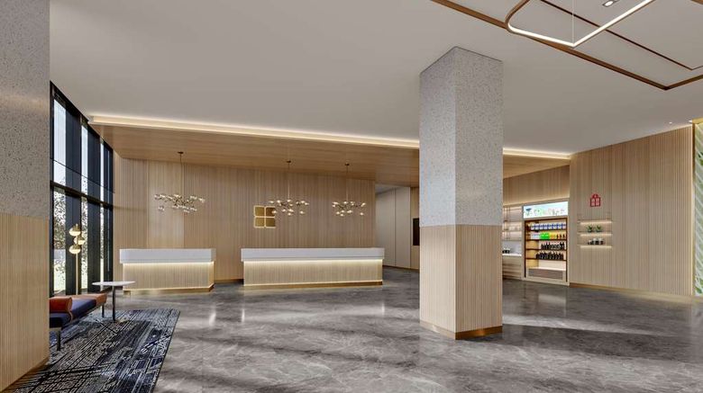 <b>Hilton Garden Inn Daxing Intl Airport Lobby</b>. Images powered by <a href="https://iceportal.shijigroup.com/" title="IcePortal" target="_blank">IcePortal</a>.