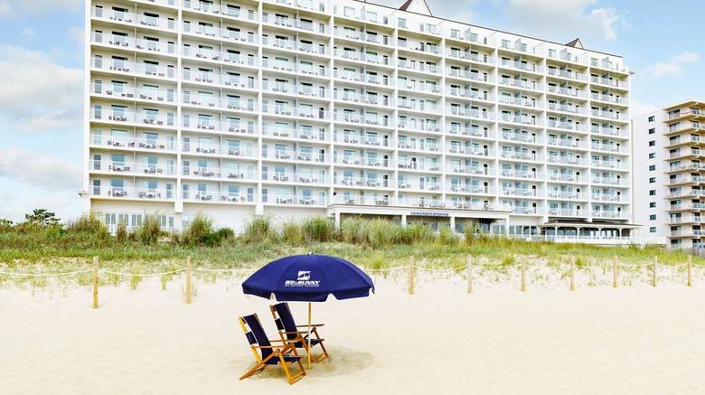 <b>Hilton Garden Inn Ocean City Oceanfront Exterior</b>. Images powered by <a href="https://iceportal.shijigroup.com/" title="IcePortal" target="_blank">IcePortal</a>.