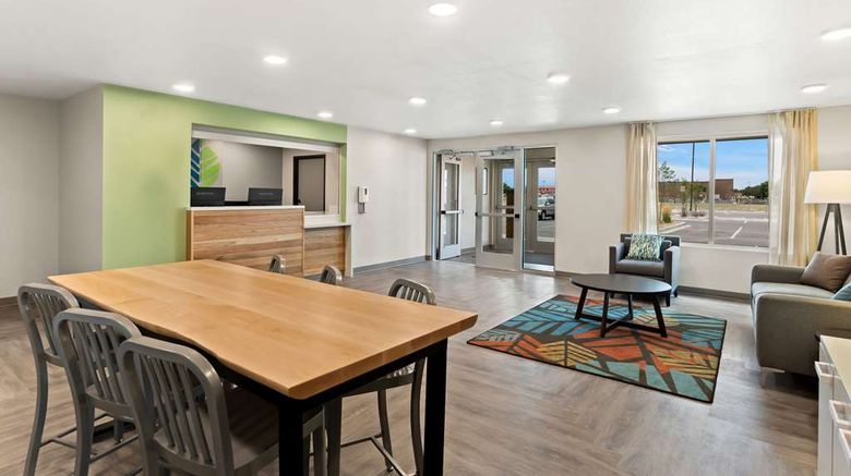 <b>WoodSpring Suites Denver Commerce City Lobby</b>. Images powered by <a href="https://iceportal.shijigroup.com/" title="IcePortal" target="_blank">IcePortal</a>.