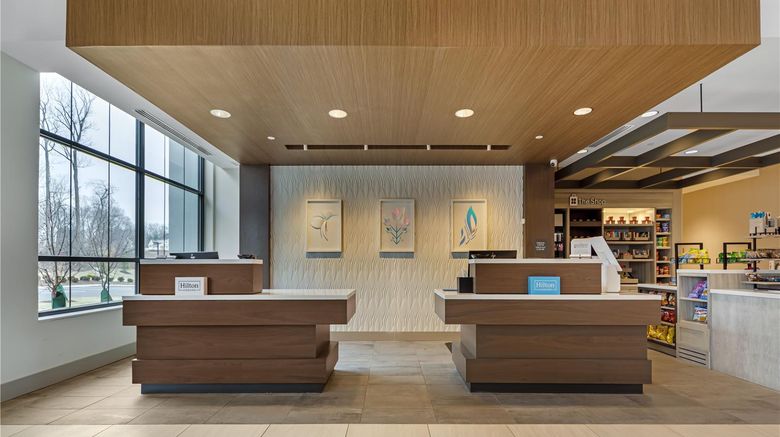 Hilton Garden Inn Media Philadelphia Lobby. Images powered by <a href="https://iceportal.shijigroup.com" target="_blank" rel="noopener">Ice Portal</a>.