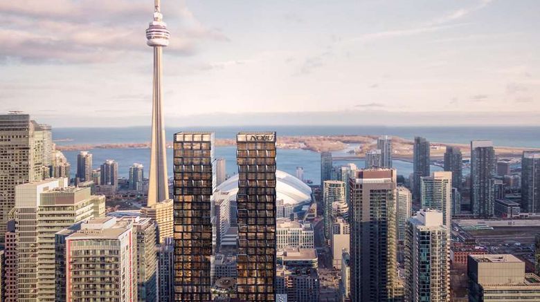 <b>Nobu Hotel Toronto Exterior</b>. Images powered by <a href="https://iceportal.shijigroup.com/" title="IcePortal" target="_blank">IcePortal</a>.