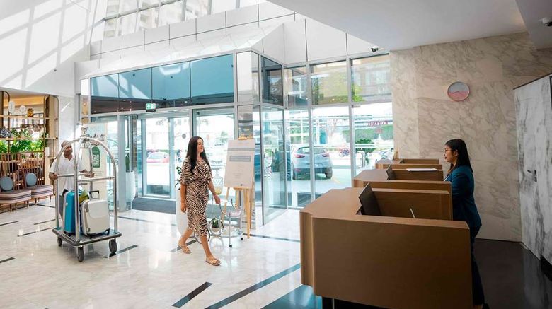 <b>Grand Heights Dubai Hotel Apartments Lobby</b>. Images powered by <a href="https://iceportal.shijigroup.com/" title="IcePortal" target="_blank">IcePortal</a>.