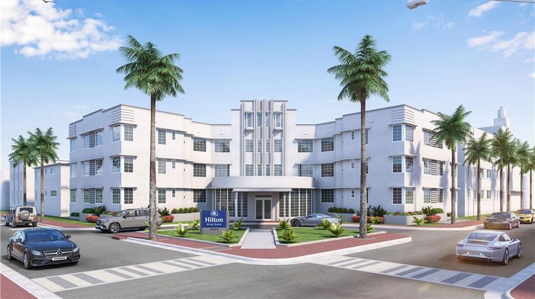 Hilton Miami Beach Exterior. Images powered by <a href="https://iceportal.shijigroup.com" target="_blank" rel="noopener">Ice Portal</a>.