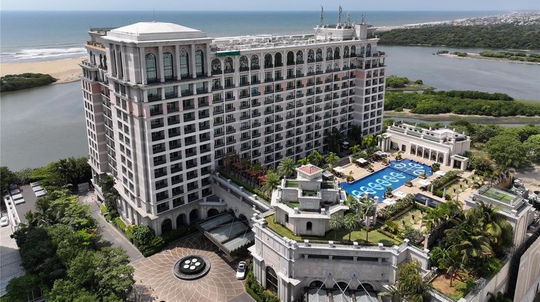 The Leela Palace Chennai Exterior. Images powered by <a href="https://iceportal.shijigroup.com" target="_blank" rel="noopener">Ice Portal</a>.