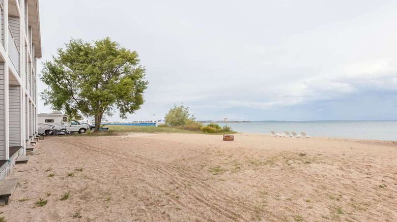 Ramada Mackinaw City Waterfront Exterior. Images powered by <a href="https://iceportal.shijigroup.com" target="_blank" rel="noopener">Ice Portal</a>.