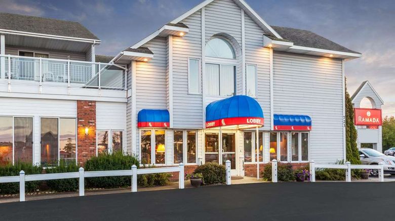 <b>Ramada Mackinaw City Waterfront Exterior</b>. Images powered by <a href="https://iceportal.shijigroup.com/" title="IcePortal" target="_blank">IcePortal</a>.