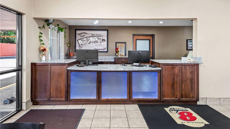 <b>Super 8 Terre Haute Lobby</b>. Images powered by <a href="https://iceportal.shijigroup.com/" title="IcePortal" target="_blank">IcePortal</a>.