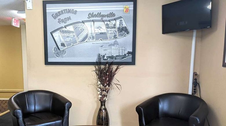 <b>Super 8 Shelbyville Lobby</b>. Images powered by <a href="https://iceportal.shijigroup.com/" title="IcePortal" target="_blank">IcePortal</a>.