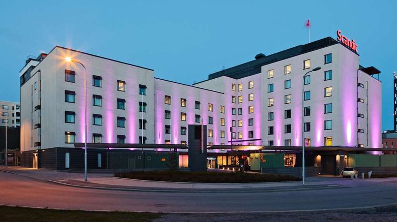 Scandic Tampere Station Exterior. Images powered by <a href="https://iceportal.shijigroup.com" target="_blank" rel="noopener">Ice Portal</a>.