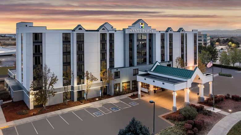 <b>Hyatt Place Denver Airport Exterior</b>. Images powered by <a href="https://iceportal.shijigroup.com/" title="IcePortal" target="_blank">IcePortal</a>.