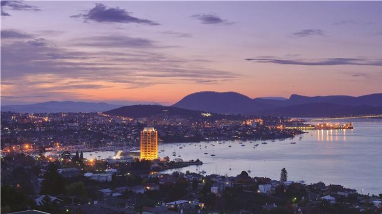 <b>Wrest Point Hotel & Casino Exterior</b>. Images powered by <a href="https://iceportal.shijigroup.com/" title="IcePortal" target="_blank">IcePortal</a>.