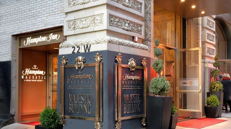 Hampton Inn Majestic Theatre District Exterior. Images powered by <a href="https://iceportal.shijigroup.com" target="_blank" rel="noopener">Ice Portal</a>.