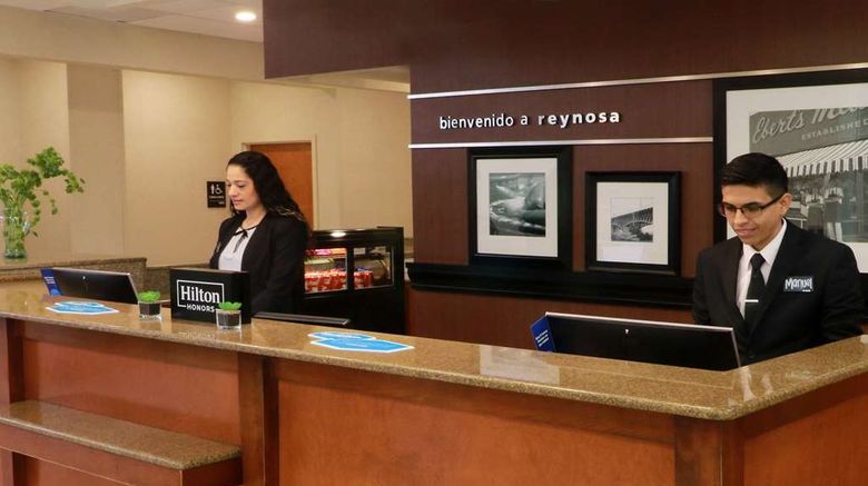 <b>Hampton Inn Reynosa/Zona Industrial Lobby</b>. Images powered by <a href="https://iceportal.shijigroup.com/" title="IcePortal" target="_blank">IcePortal</a>.