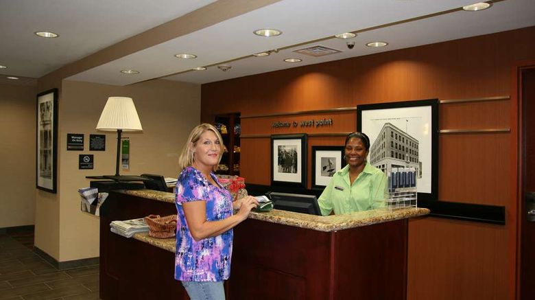 <b>Hampton Inn & Suites West Point Lobby</b>. Images powered by <a href="https://iceportal.shijigroup.com/" title="IcePortal" target="_blank">IcePortal</a>.
