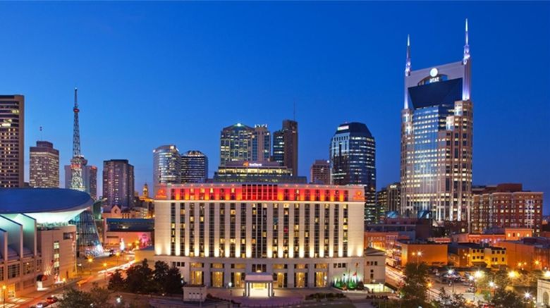 <b>Hilton Nashville Downtown Exterior</b>. Images powered by <a href="https://iceportal.shijigroup.com/" title="IcePortal" target="_blank">IcePortal</a>.